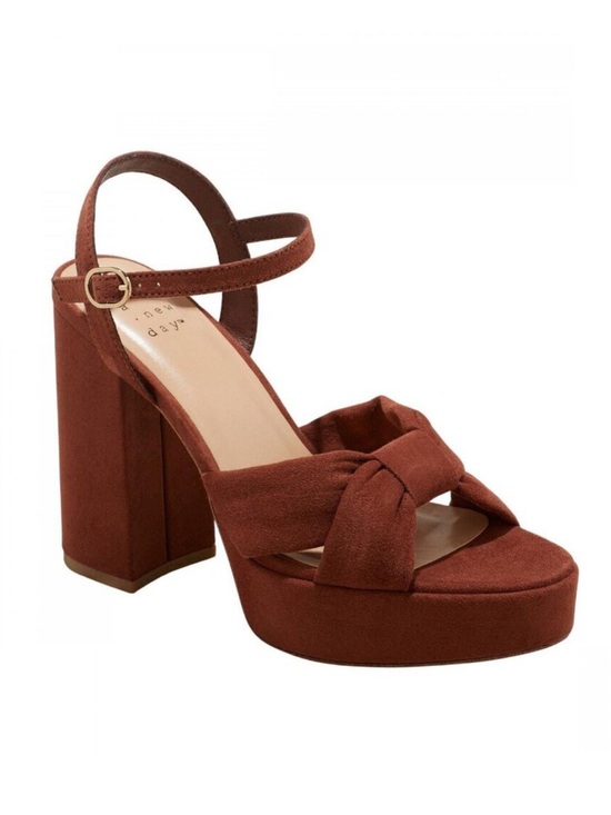 a new day Shoes - Brown Knotted Platform Block Heel Sandal - Women size 11